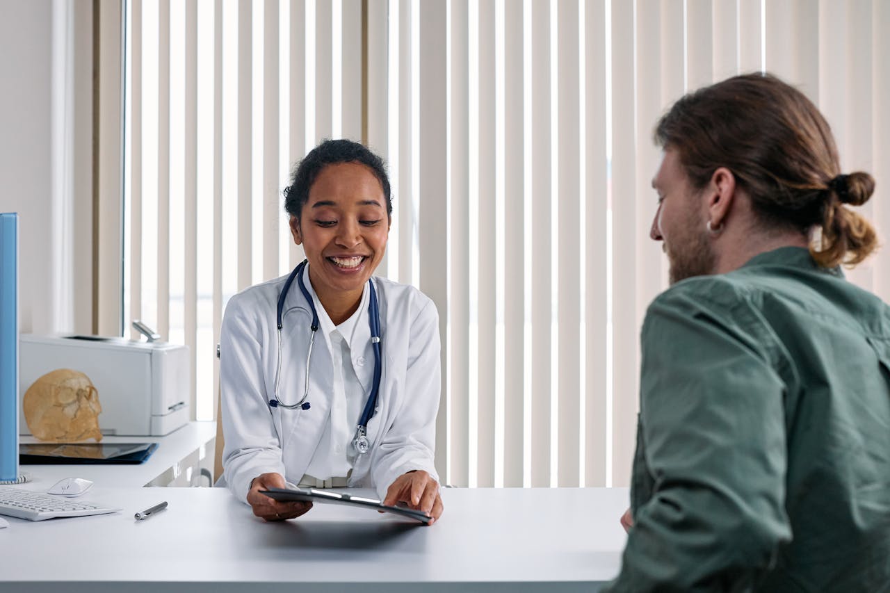 doctor and patient smiling