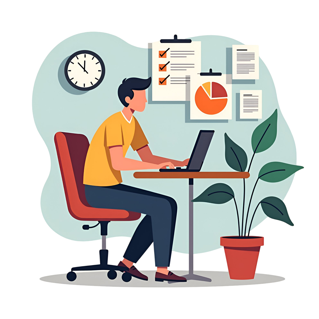 illustration of medical professional behind computer