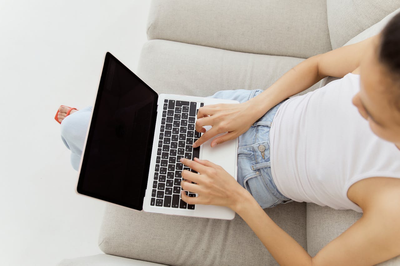 woman searching on laptop