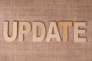update in block letters
