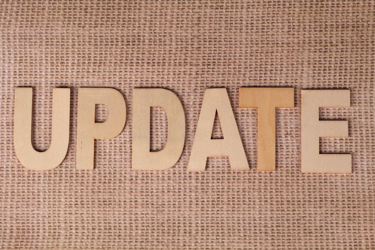 update in block letters
